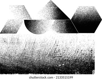 Distorted geometric shape . Minimal art design . Noise destroyed  logo . Trendy grainy shapes . Graph print texture .Spray effect .Grunge texture . Distressed element .vector 