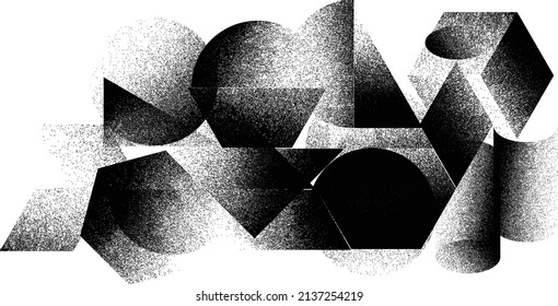 Distorted geometric shape . Minimal art design . Noise destroyed  logo . Trendy grainy shapes . Graph print texture .Spray effect .Grunge texture . Distressed element .vector 
