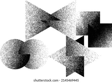 Distorted geometric shape . Minimal art design . Noise destroyed  logo . Trendy grainy shapes . Graph print texture .Spray effect .Grunge texture . Distressed element .vector 