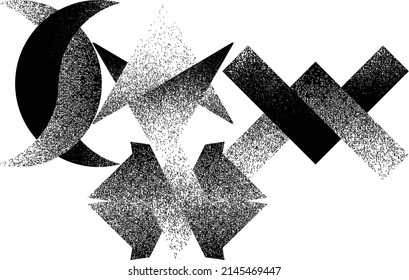 Verzerrte geometrische Form . Minimales Kunstdesign . Rauschen zerstört Logo. Trendgraue Formen. Graph Print Textur .Spray-Effekt .Grunge Textur . Distressives Element .Vektor 