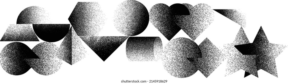 Forma geométrica distorsionada . Diseño de arte mínimo. Logo destruido por ruido. Formas de grano a la moda. Gráfica imprimir textura .Spray efecto .Grunge textura. Elemento con problemas .vector 