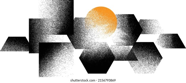Distorted geometric shape . Minimal art design . Noise destroyed  logo . Trendy grainy shapes . Graph print texture .Spray effect .Grunge texture . Distressed element .vector 