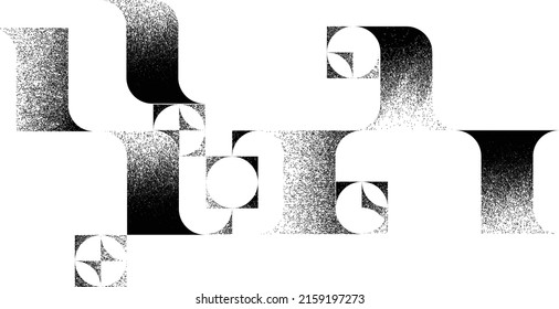 Verzerrte geometrische Form . Minimales Kunstdesign . Rauschen zerstört Logo. Trendgraue Formen. Graph Print Textur .Spray-Effekt .Grunge Textur . Distressives Element .Vektor 