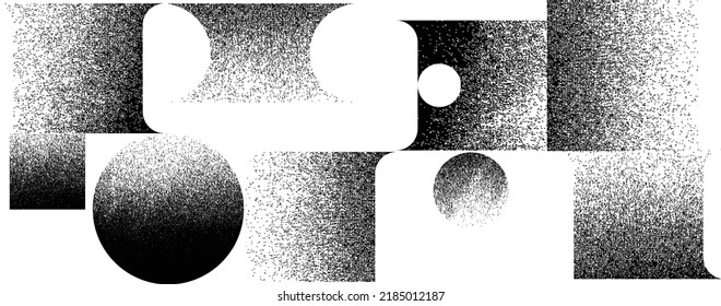 Forma geométrica distorsionada . Diseño de arte mínimo. Logo destruido por ruido. Formas de grano a la moda. Gráfica imprimir textura .Spray efecto .Grunge textura. Elemento con problemas .vector 