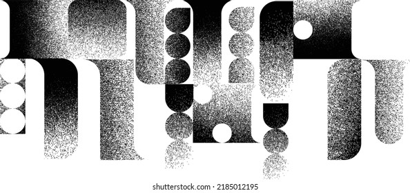 Distorted geometric shape . Minimal art design . Noise destroyed  logo . Trendy grainy shapes . Graph print texture .Spray effect .Grunge texture . Distressed element .vector 