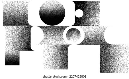 Distorted geometric shape . Minimal art design . Noise destroyed  logo . Trendy grainy shapes . Graph print texture .Spray effect .Grunge texture . Distressed element .vector 