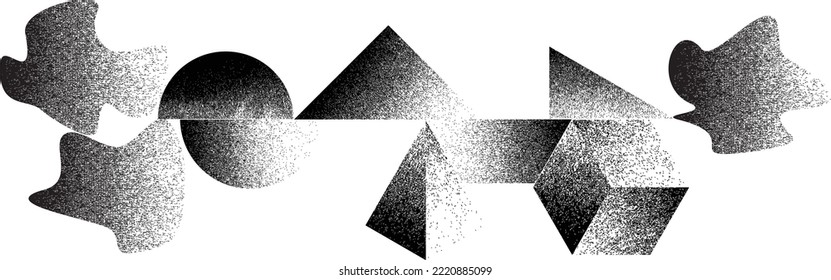 Forma geométrica distorsionada . Diseño de arte mínimo. Logo destruido por ruido. Formas de grano a la moda. Gráfica imprimir textura .Spray efecto .Grunge textura. Elemento con problemas .vector 