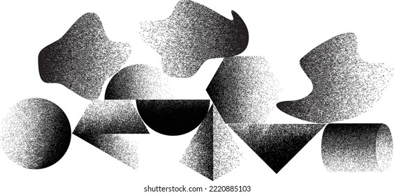 Distorted geometric shape . Minimal art design . Noise destroyed  logo . Trendy grainy shapes . Graph print texture .Spray effect .Grunge texture . Distressed element .vector 