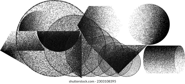 Distorted geometric shape . Minimal art design . Noise destroyed  logo . Trendy grainy shapes . Graph print texture .Spray effect .Grunge texture . Distressed element .vector 