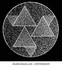 Distorted geometric shape . Minimal art design . Noise destroyed  logo . Trendy grainy shapes . Graph print texture .Spray effect .Grunge texture . Distressed element .vector