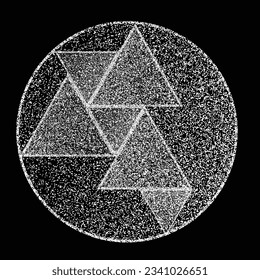 Distorted geometric shape . Minimal art design . Noise destroyed  logo . Trendy grainy shapes . Graph print texture .Spray effect .Grunge texture . Distressed element .vector