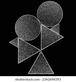 Distorted geometric shape . Minimal art design . Noise destroyed  logo . Trendy grainy shapes . Graph print texture .Spray effect .Grunge texture . Distressed element .vector