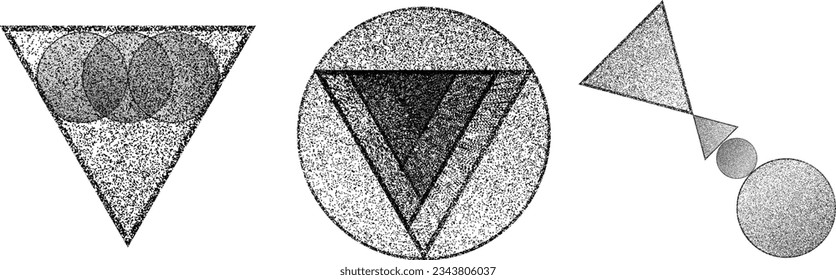 Forma geométrica distorsionada . Diseño de arte mínimo. Logo destruido por ruido. Formas de grano a la moda. Gráfica imprimir textura .Spray efecto .Grunge textura. Elemento con problemas .vector
