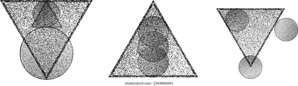 Distorted geometric shape . Minimal art design . Noise destroyed  logo . Trendy grainy shapes . Graph print texture .Spray effect .Grunge texture . Distressed element .vector