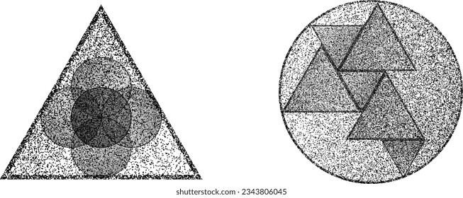 Verzerrte geometrische Form . Minimales Kunstdesign . Rauschen zerstört Logo. Trendgraue Formen. Graph Print Textur .Spray-Effekt .Grunge Textur . Distressives Element .Vektor
