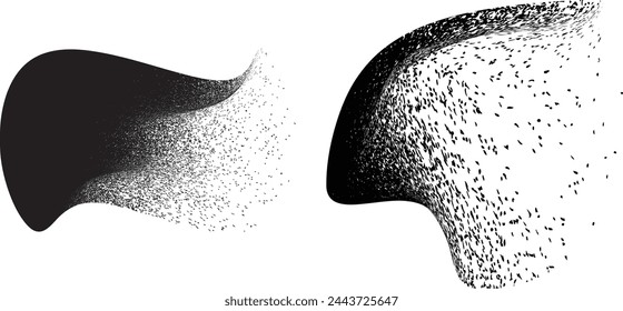 Distorted geometric shape . Minimal art design . Noise destroyed  logo . Trendy grainy shapes . Graph print texture .Spray effect .Grunge texture . Distressed element .vector 