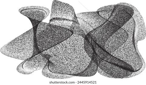 Forma geométrica distorsionada . Diseño de arte minimalista . Logo destruido por ruido . Formas granuladas de moda . Textura de impresión de gráficos .Spray efecto .Grunge textura . Elemento en dificultades .Vector 