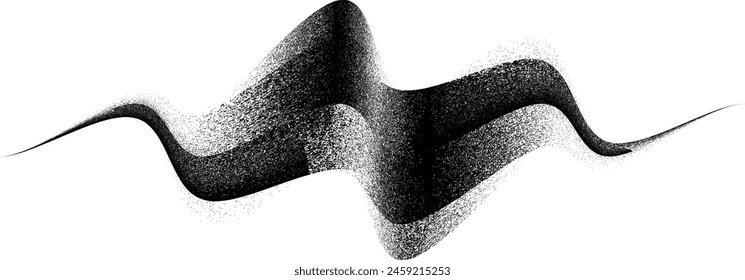 Forma geométrica distorsionada . Diseño de arte minimalista . Ruido destruido logotipo de la onda . Formas granuladas de moda . Textura de impresión de gráficos .Spray efecto .Grunge textura . Elemento en dificultades .Vector 