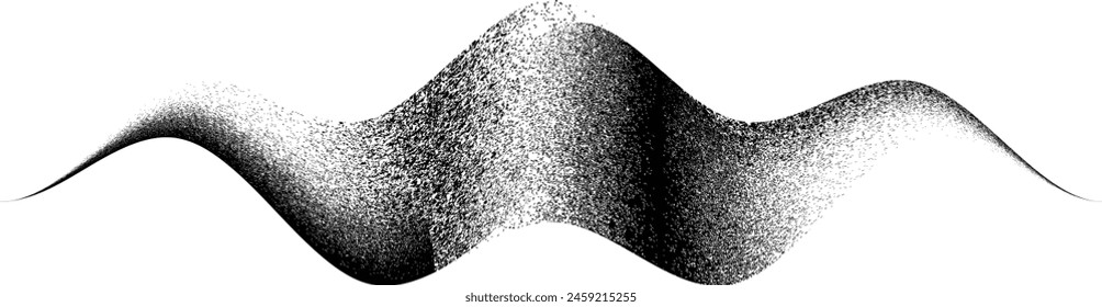 Forma geométrica distorsionada . Diseño de arte minimalista . Ruido destruido logotipo de la onda . Formas granuladas de moda . Textura de impresión de gráficos .Spray efecto .Grunge textura . Elemento en dificultades .Vector 