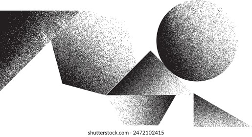 Forma geométrica distorsionada . Diseño de arte minimalista . Logo destruido por ruido . Formas granuladas de moda . Textura de impresión de gráficos .Spray efecto .Grunge textura . Elemento en dificultades .Vector 