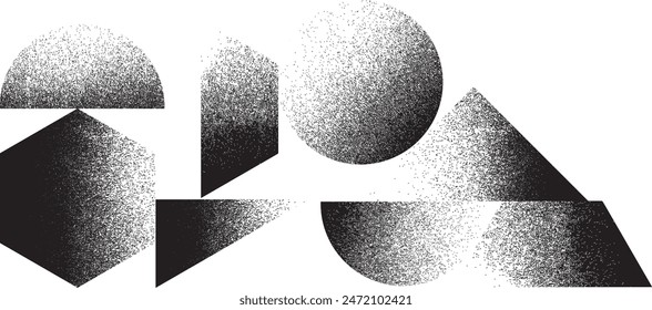 Distorted geometric shape . Minimal art design . Noise destroyed  logo . Trendy grainy shapes . Graph print texture .Spray effect .Grunge texture . Distressed element .vector 