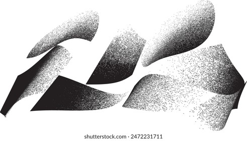 Distorted geometric shape . Minimal art design . Noise destroyed  logo . Trendy grainy shapes . Graph print texture .Spray effect .Grunge texture . Distressed element .vector 