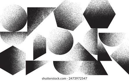 Distorted geometric shape . Minimal art design . Noise destroyed  logo . Trendy grainy shapes . Graph print texture .Spray effect .Grunge texture . Distressed element .vector 