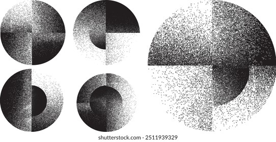Forma geométrica distorsionada . Diseño de arte mínimo. Logotipo destruido por el ruido . Formas granuladas de moda . Textura de impresión de gráfico. Efecto de pulverización. Textura Grunge . Elemento con problemas .Vector 