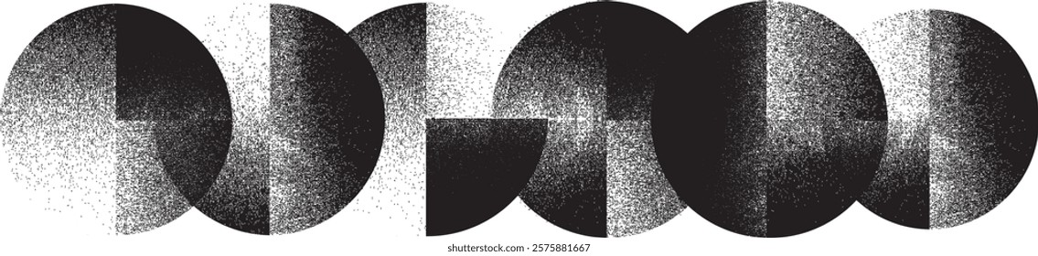 Distorted geometric shape . Minimal art design . Noise destroyed  logo . Trendy grainy shapes . Graph print texture .Spray effect .Grunge texture . Distressed element .vector 