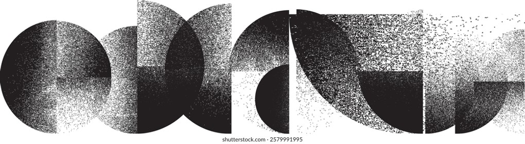 Distorted geometric shape . Minimal art design . Noise destroyed  logo . Trendy grainy shapes . Graph print texture .Spray effect .Grunge texture . Distressed element .vector 