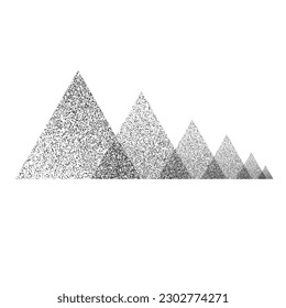 Distorted geometric triangles . Minimal art design . Noise destroyed  logo . Trendy grainy shapes . Graph print texture .Spray effect .Grunge texture . Distressed element .vector 