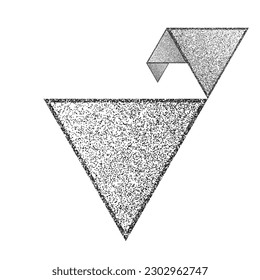 Verzerrte geometrische Dreiecke . Minimales Kunstdesign . Rauschen zerstört Logo. Trendgraue Formen. Graph Print Textur .Spray-Effekt .Grunge Textur . Distressives Element .Vektor 