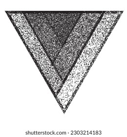 Distorted geometric triangles . Minimal art design . Noise destroyed  logo . Trendy grainy shapes . Graph print texture .Spray effect .Grunge texture . Distressed element .vector 
