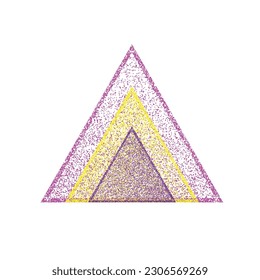 Distorted geometric triangles . Minimal art design . Noise destroyed logo . Trendy grainy shapes . Graph print texture .Spray effect .Grunge texture . Distressed element .vector 