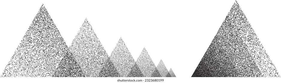 Distorted geometric triangles . Minimal art design . Noise destroyed  logo . Trendy grainy shapes . Graph print texture .Spray effect .Grunge texture . Distressed element .vector 