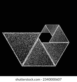 Distorted geometric triangles . Minimal art design . Noise destroyed  logo . Trendy grainy shapes . Graph print texture .Spray effect .Grunge texture . Distressed element .vector 