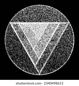 Distorted geometric triangles . Minimal art design . Noise destroyed  logo . Trendy grainy shapes . Graph print texture .Spray effect .Grunge texture . Distressed element .vector 