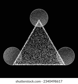 Distorted geometric triangles . Minimal art design . Noise destroyed  logo . Trendy grainy shapes . Graph print texture .Spray effect .Grunge texture . Distressed element .vector 