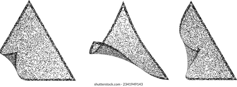 Triángulos geométricos distorsionados. Diseño de arte mínimo. Logo destruido por ruido. Formas de grano a la moda. Gráfica imprimir textura .Spray efecto .Grunge textura. Elemento con problemas .vector 