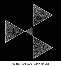 Triángulos geométricos distorsionados. Diseño de arte mínimo. Logo destruido por ruido. Formas de grano a la moda. Gráfica imprimir textura .Spray efecto .Grunge textura. Elemento con problemas .vector 