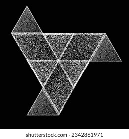 Verzerrte geometrische Dreiecke . Minimales Kunstdesign . Rauschen zerstört Logo. Trendgraue Formen. Graph Print Textur .Spray-Effekt .Grunge Textur . Distressives Element .Vektor 