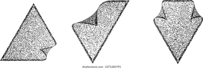 Distorted geometric triangles . Minimal art design . Noise destroyed  logo . Trendy grainy shapes . Graph print texture .Spray effect .Grunge texture . Distressed element .vector 