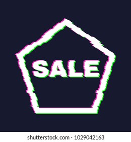 Distorted glitch sale banner with error effect on the edges and in text. Vector illustration.
