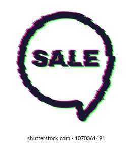 Distorted glitch sale banner with error effect on the edges and in text. Vector illustration.
