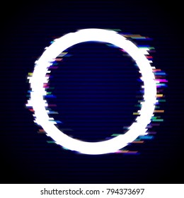 Distorted Glitch Style Modern Background. Glitched Circle Frame Design. Glow Design for Graphic Design - Brochure, Poster, Flyer, Card, Banner. Vector Illustration.