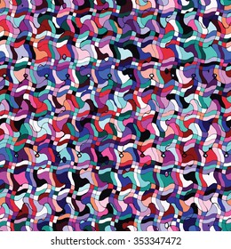 distorted grid - color vector seamless pattern