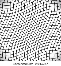 Distorted grid of lines with waving, wavy effect. 