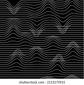 Distorted grid seamless pattern. Glitch. Retrowave, synthwave, vaporwave. Technology black and white background. Banner, print, wallpaper. Vector illustration