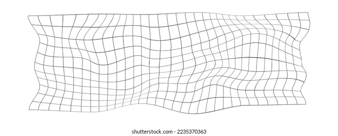 Textura de cuadrícula distorsionada. Malla. Superficie neta con efecto de deformación. Patrón psicodélico controlado. Ropa doblada aislada sobre fondo blanco. Ilustración del contorno del vector