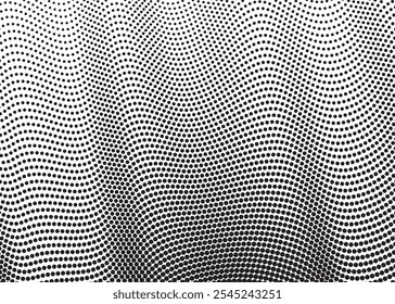  Arte de meio-tom distorcida criando padrões suaves como ondas em uma ilusão visual em preto e branco 